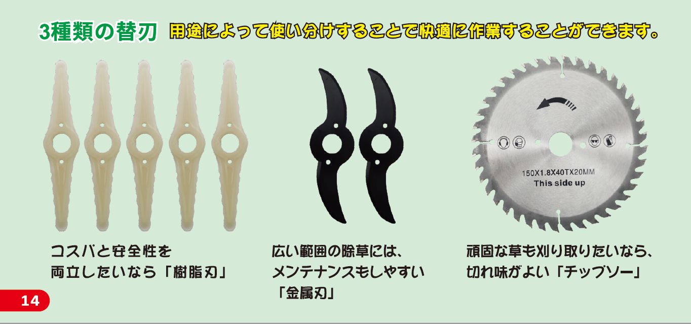 ハイパワー・低騒音な充電式刈払機